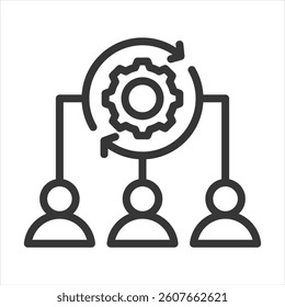 Project Team Dynamic Outline Icon Vector Illustration