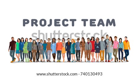 Project team. Employee group. The team of workers. Men and women in one team. Men and women in one project team. Flat style. Flat design. Vector illustration Eps10 file
