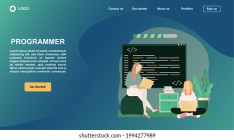 Project team of engineers for website create. Programming software coding and development, template for programmer or designer.