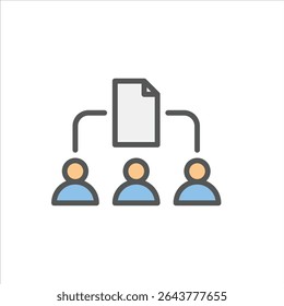project team filled outline icon. project collaboration color line illustration.