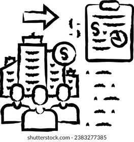 Project team hand drawn vector illustration