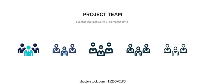 project team icon in different style vector illustration. two colored and black project team vector icons designed in filled, outline, line and stroke style can be used for web, mobile, ui