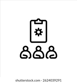 project team outline icon. figure teamwork line art illustration.