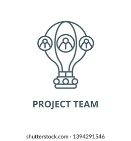 Project team vector line icon, linear concept, outline sign, symbol
