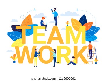 Project Teamwork Concept Illustration Business People Stock Vector ...