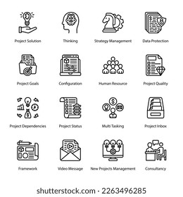 Iconos de esquema de administración del proyecto y del tiempo: vectores marcados