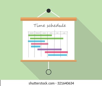 project time schedule with presentation board illustration board