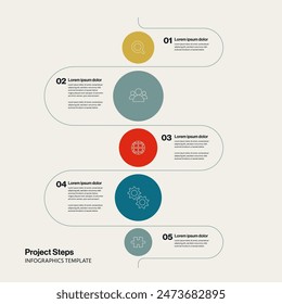 Project timeline business infographics vector concept. Milestones and plan elements. Minimal abstract design eps10 illustration.