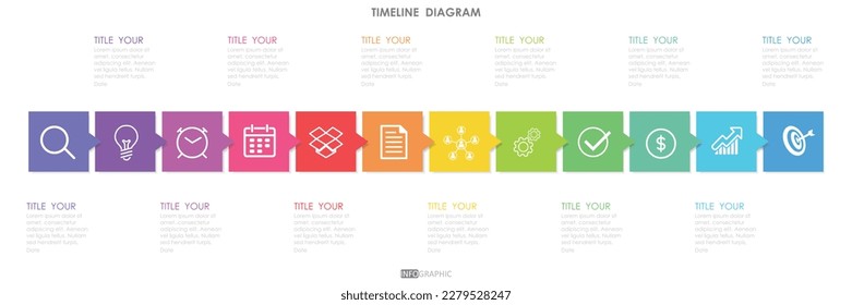 project timeline diagram Infographic roadmap template for business. 12 Months modern Timeline diagram calendar with presentation vector infographic.