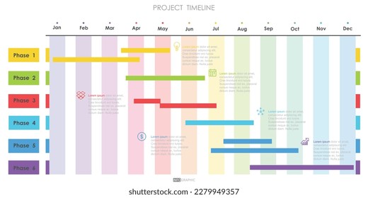 project timeline diagram Infographic roadmap template for business. 12 Months modern Timeline diagram calendar with presentation vector infographic.