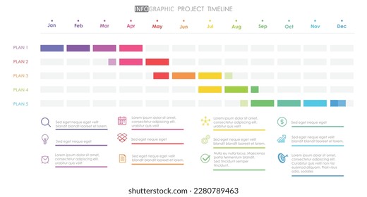 project timeline diagram Infographic roadmap template for business. 12 Months modern Timeline diagram calendar with presentation vector infographic.