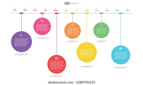 project timeline diagram Infographic roadmap template for business. 12 Months modern Timeline diagram calendar with presentation vector infographic.