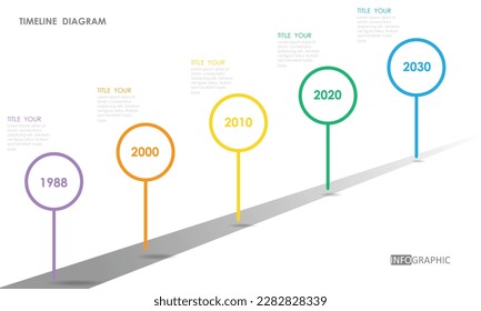 diagrama de línea de tiempo de proyecto Plantilla de hoja de ruta de infraestructura para empresas. Calendario moderno de diagrama de línea de tiempo de 5 pasos con infografía de vector de presentación.