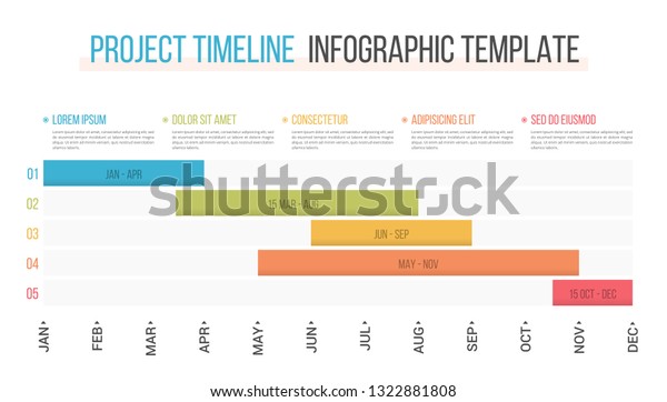 Project Timeline Five Stages Infographic Template Stock Vector (Royalty ...