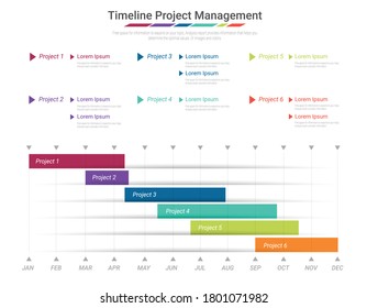 Project Timeline Graph For 12 Months, 1 Year, All Month Planner Design And Presentation Business Project.