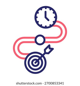 Icono de línea de tiempo del proyecto Ilustración vectorial de estilo de color de línea