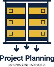 Icono de línea de tiempo del proyecto, hito y icono de seguimiento de programación