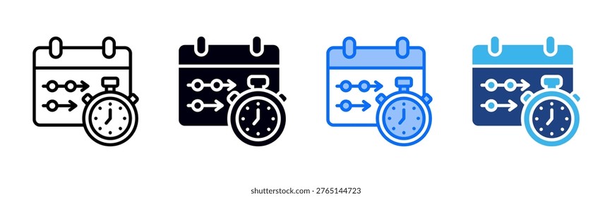 Project Timeline icon set multiple style collection