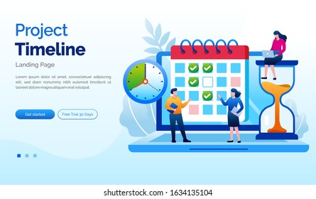 Project timeline landing page website illustration flat vector template 