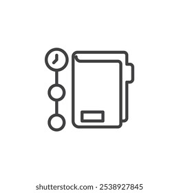Icono de línea de tiempo del proyecto. signo de estilo lineal para concepto y Diseño web móvil. Icono de Vector de la etapa planificada de finalización del proyecto. Símbolo de Organización de tiempo, ilustración de logotipo. Gráficos de Vector