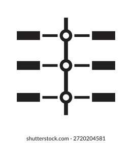 Icono de la hoja de ruta de la línea de tiempo del proyecto con hitos conectados para el seguimiento Horizontal del progreso del flujo de trabajo y la secuencia de planificación de fase estratégica