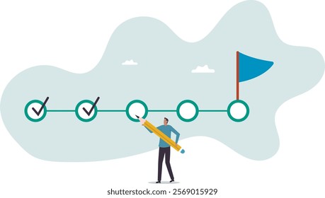 Project tracking, goal tracker, task completion or checklist to remind project progress .business concept.flat character.