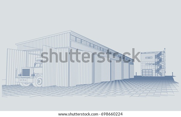 Project Warehouse Garage Hangar Storage Metal Stock Vector