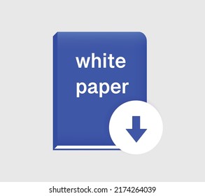 Project of white paper with blue cover. Initial document for a new startup and productive development of a successful vector project