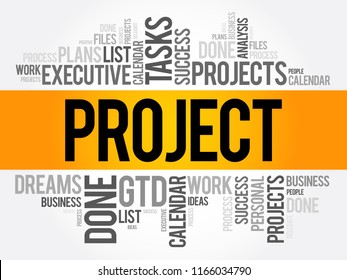 PROJECT word cloud collage, business concept background