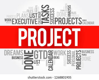 PROJECT word cloud collage, business concept background