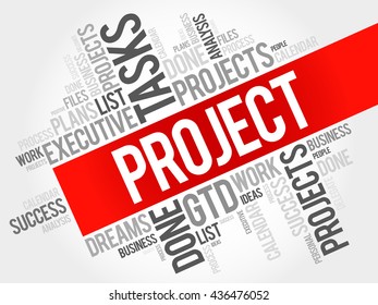 PROJECT word cloud collage, business concept background