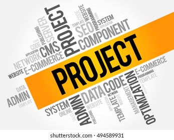 PROJECT word cloud collage, business concept background
