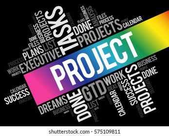 PROJECT word cloud collage, business concept background