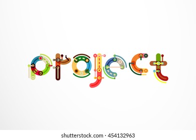 Project word letter banner. Thin line flat design banners for website, mobile website, presentation or printing