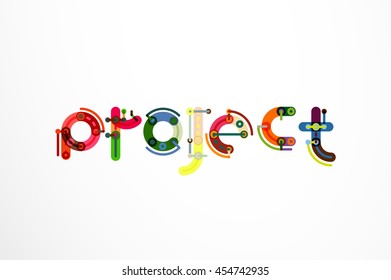 Project word letter banner. Thin line flat design banners for website, mobile website, presentation or printing
