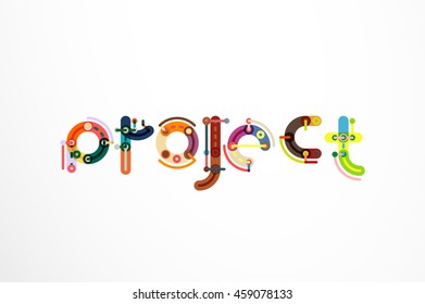 Project word letter banner. Thin line flat design banners for website, mobile website, presentation or printing