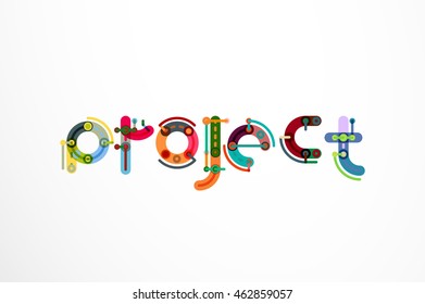 Project word letter banner. Thin line flat design banners for website, mobile website, presentation or printing