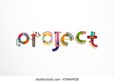 Project word letter banner. Thin line flat design banners for website, mobile website, presentation or printing