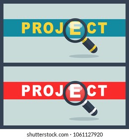 project word with magnifier concept