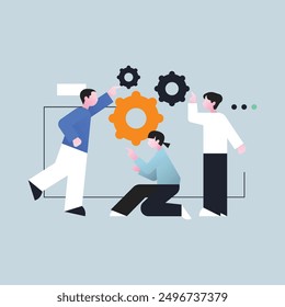 Project workflow abstract concept vector illustration set. dedicated team, coworking for freelancers, agile project management, meeting, IT outsource abstract metaphor.