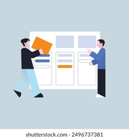 Project workflow abstract concept vector illustration set. dedicated team, coworking for freelancers, agile project management, meeting, IT outsource abstract metaphor.