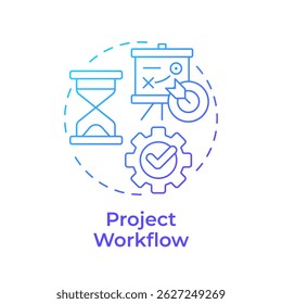 Project workflow blue gradient concept icon. Business planning, strategy. Time management. Round shape line illustration. Abstract idea. Graphic design. Easy to use in advertising, marketing