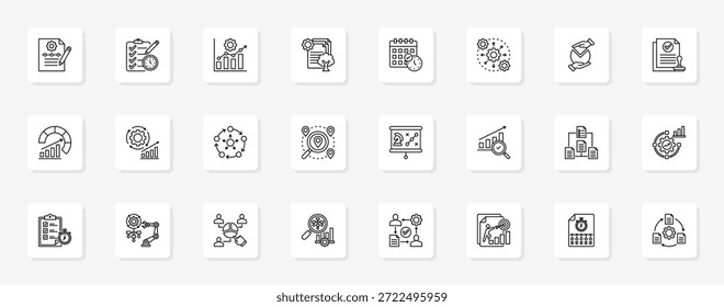 Conjunto cohesivo de iconos vectoriales minimalistas que representan ideas clave con claridad visual