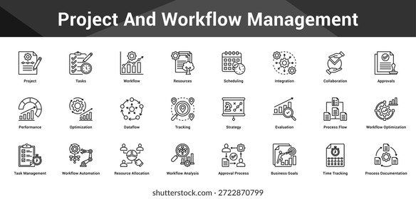 Conjunto cohesivo de iconos vectoriales minimalistas que representan ideas clave con claridad visual