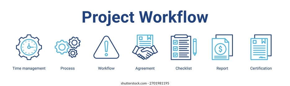 Project Workflow web banner icon element for design in a collection