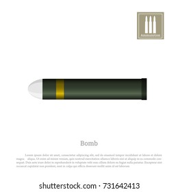 Projectile drawing on a white background. Warship weapon icon. Navy ammunition. Vector illustration
