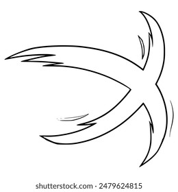 projectile effect slash cross attack illustration hand drawn outline vector