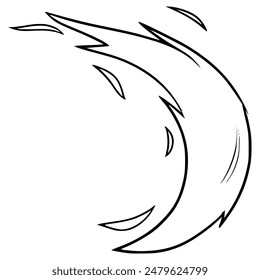 projectile effect slash power attack illustration hand drawn outline vector