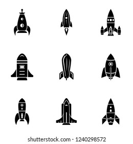 Projectile icons set. Simple set of 9 projectile vector icons for web isolated on white background