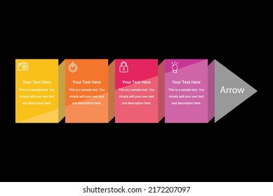 Projectile infographics arrow design. Line infographic gradient template